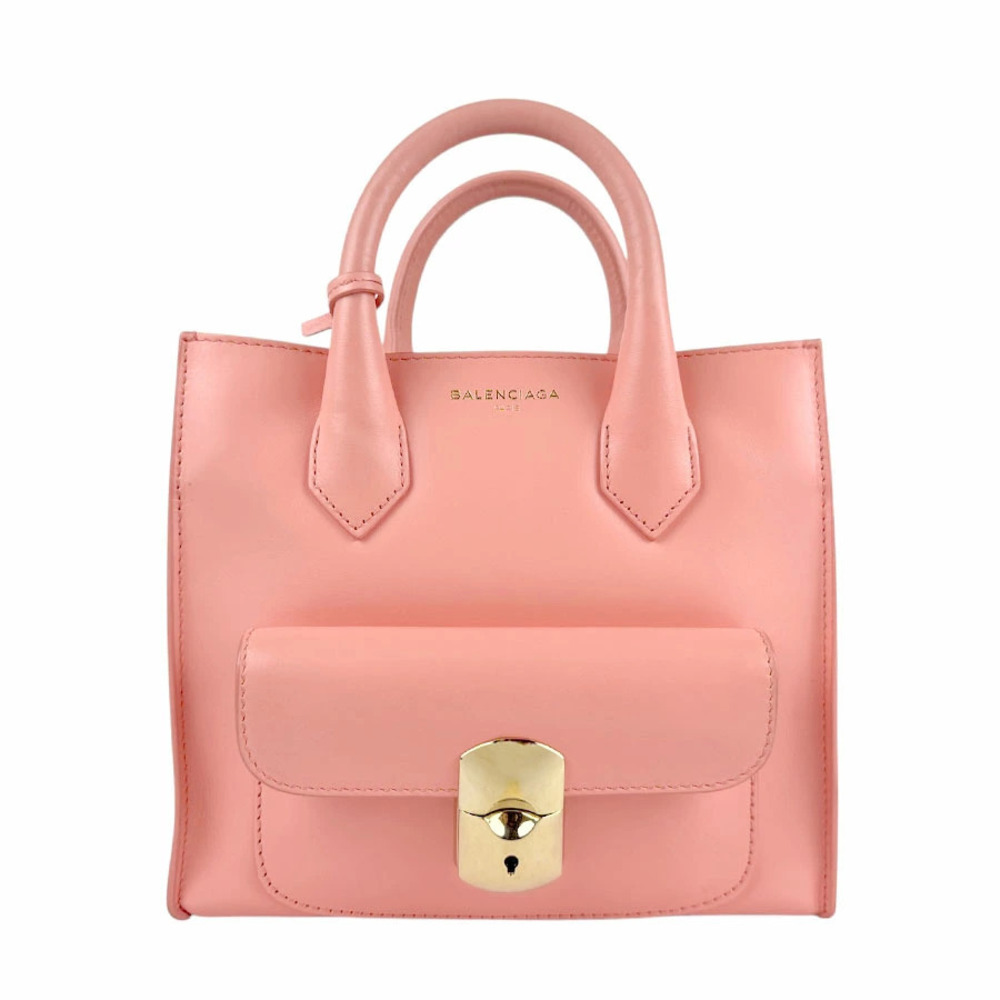 Balenciaga 2way Shoulder Bag Padlock All Afternoon Leather Salmon Pink Gold